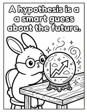 A bunny in glasses at a table, gazing into a crystal ball that shows a rising chart.